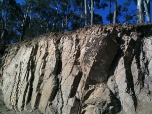 The man made cliffs along the path